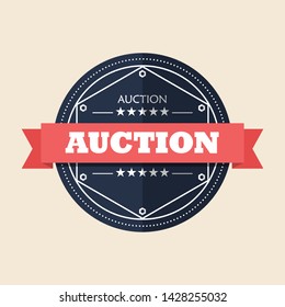 Auction badge design. Flat style vector illustration