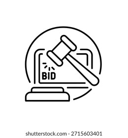 Icono de puja de subasta con mazo y documento