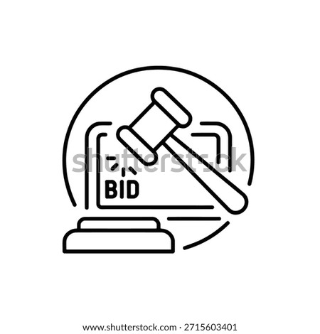 auction bid icon with gavel and document