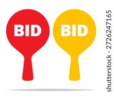 Auction bid paddle vector isolated illustration
