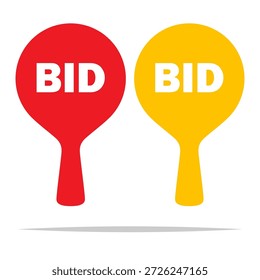 Auction bid paddle vector isolated illustration