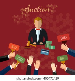 Auction and bidding concept vector illustration 