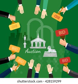 Auction And Bidding Selling Antiques Antiques For Sale Auction Sale Vector Illustration 