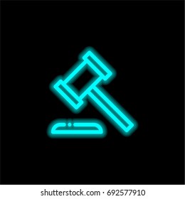 Auction blue glowing neon ui ux icon. Glowing sign logo vector