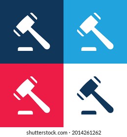 Auction blue and red four color minimal icon set