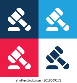 Auction blue and red four color minimal icon set