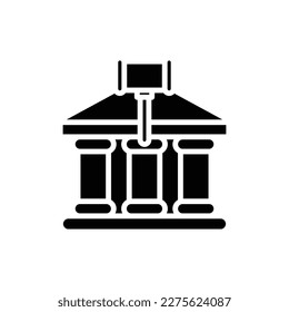 Auction Building Filled Icon Vector Illustration