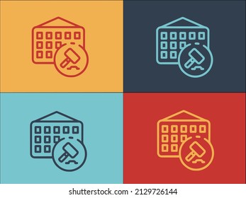 Plantilla de logotipo de construcción de subastas, sencillo icono plano de la casa, edificio, propiedad