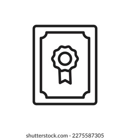 Auction Certificate Outline Icon Vector Illustration