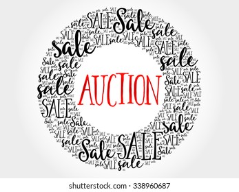 AUCTION circle word cloud, business concept background