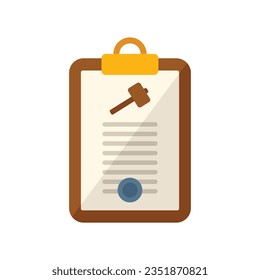Auction clipboard icon flat vector. Judge process. Buy sell isolated