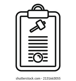 Auction clipboard icon outline vector. Judge process. Buy sell