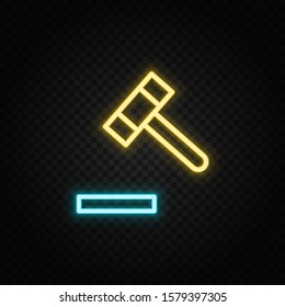 auction, court neon icon. Blue and yellow neon vector icon.