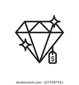 Auction Diamond Outline Icon Vector Illustration