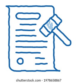 auction document sketch icon vector. Hand drawn blue doodle line art auction document sign. isolated symbol illustration