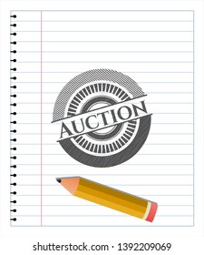 Auction drawn in pencil. Vector Illustration. Detailed.