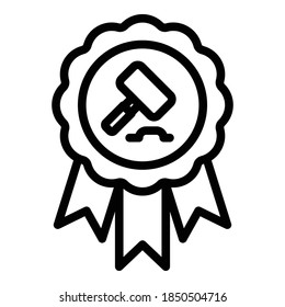 Icono del emblema de subasta. Icono de vector de símbolo de subasta de esquema para diseño web aislado en fondo blanco