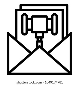 Auction envelope icon. Outline auction envelope vector icon for web design isolated on white background