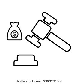 Auction Financial Icon In Outline Style