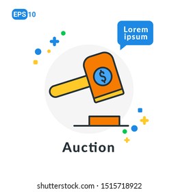Auction Flat icon. Used For web, logo, mobile app, User Interface and Infographic