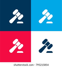 Auction four color material and minimal icon logo set in red and blue