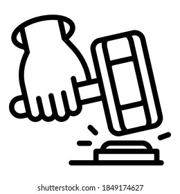Icono de martillo de subasta. Icono del vector de la subasta de esquema para el diseño web aislado en fondo blanco