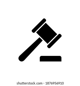 Auction, gavel, law icon symbol in solid black flat shape glyph icon, isolated on white background