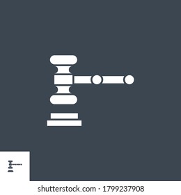Auction Gavel related vector glyph icon. Isolated on black background. Vector illustration.