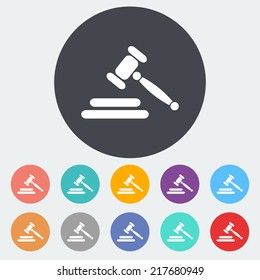Auction gavel. Single flat icon on the circle. Vector illustration.