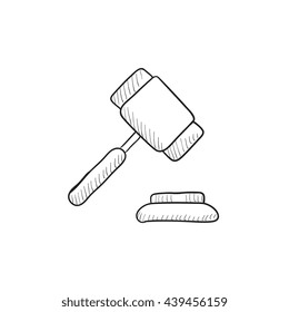 Auction gavel vector sketch icon isolated on background. Hand drawn Auction gavel icon. Auction gavel sketch icon for infographic, website or app.