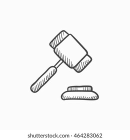 Auction gavel vector sketch icon isolated on background. Hand drawn Auction gavel icon. Auction gavel sketch icon for infographic, website or app.