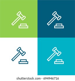Auction green and blue material color minimal icon or logo design