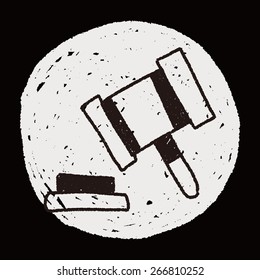 Auction hammer doodle drawing