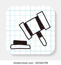 Auction hammer doodle drawing