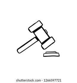 Auction hammer doodle icon vector 