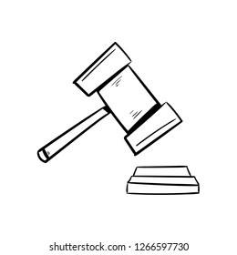 Auction hammer doodle icon vector 