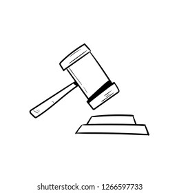 Auction hammer doodle icon vector 
