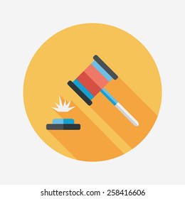 auction hammer flat icon with long shadow,eps10