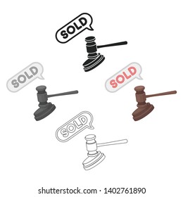 Auction hammer icon in cartoon,black style isolated on white background. E-commerce symbol stock vector illustration.