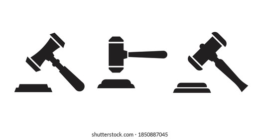 Diseño de iconos de martillo de subasta aislado en fondo blanco