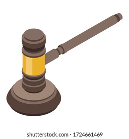 Symbol für Auktionshammer. Isometrisch für das Vektorsymbol von Auktionshammer für Webdesign isoliert auf weißem Hintergrund