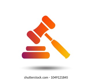 Auction hammer icon. Law judge gavel symbol. Blurred gradient design element. Vivid graphic flat icon. Vector
