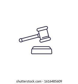auction hammer icon, line vector