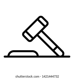 Auction hammer icon. Outline auction hammer vector icon for web design isolated on white background