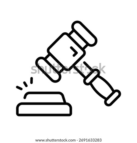 Auction hammer icon representing bids, sales, and online product auctions