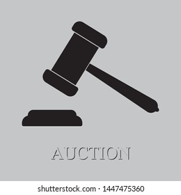 Auction hammer icon. The symbol of the verdict of the court. Vector illustration isolated.