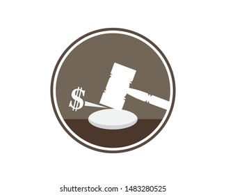 Auction Hammer Icon Vector Illustration 