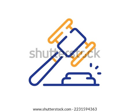Auction hammer line icon. Bid offer sign. Lot was sold symbol. Colorful thin line outline concept. Linear style auction hammer icon. Editable stroke. Vector