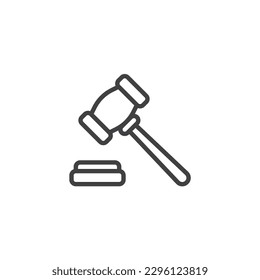 Auction hammer line icon. linear style sign for mobile concept and web design. Judge gavel outline vector icon. Symbol, logo illustration. Vector graphics