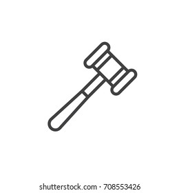 Auction hammer line icon, outline vector sign, linear style pictogram isolated on white. Gavel symbol, logo illustration. Editable stroke. Pixel perfect vector graphics